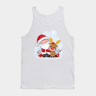 Cute Santa and Deer Tank Top